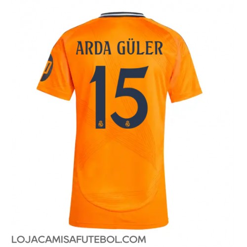 Camisa de Futebol Real Madrid Arda Guler #15 Equipamento Secundário Mulheres 2024-25 Manga Curta